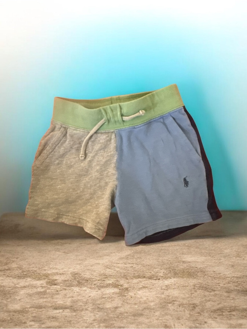 Ralph Lauren Colorblock Cotton Jersey Kids Shorts - Blue/Gray